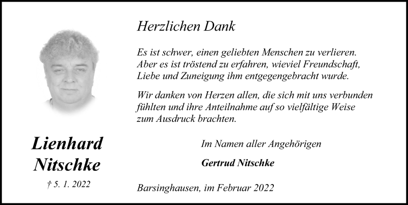  Traueranzeige für Lienhard Nitschke vom 26.02.2022 aus Hannoversche Allgemeine Zeitung/Neue Presse