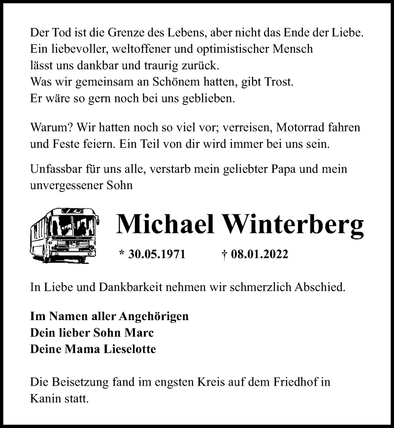  Traueranzeige für Michael Winterberg vom 26.02.2022 aus Märkischen Allgemeine Zeitung