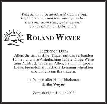 Traueranzeige von Roland Weyer von Märkischen Allgemeine Zeitung
