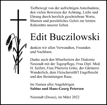 Traueranzeige von Edit Buczilowski von Märkischen Allgemeine Zeitung