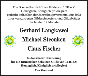 Traueranzeige von Gerhard Langkawel von Kieler Nachrichten