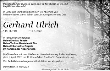 Traueranzeige von Gerhard Ulrich von Torgauer Zeitung