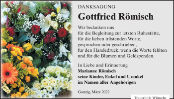 Traueranzeige von Gottfried Römisch von Leipziger Volkszeitung