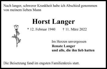 Traueranzeige von Horst Langer von Kieler Nachrichten