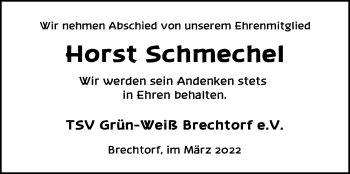 Traueranzeige von Horst Schmechel von Aller Zeitung