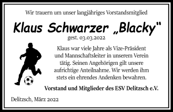 Traueranzeige von Klaus Schwarzer von Leipziger Volkszeitung