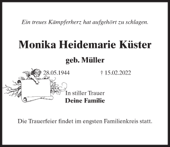 Traueranzeige von Monika Heidemarie Küster von Märkischen Allgemeine Zeitung