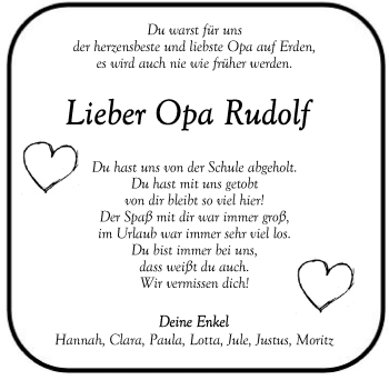 Traueranzeige von Opa Rudolf  von Lübecker Nachrichten