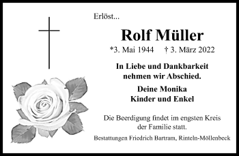 Traueranzeige von Rolf Müller von Schaumburger Nachrichten