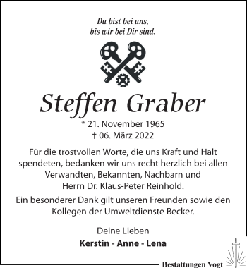 Traueranzeige von Steffen Graber von Leipziger Volkszeitung