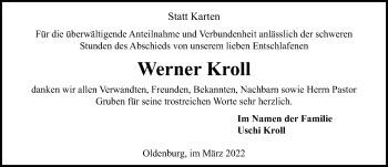 Traueranzeige von Werner Kroll von Lübecker Nachrichten