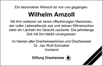 Traueranzeige von Wilhelm Amzoll von Kieler Nachrichten