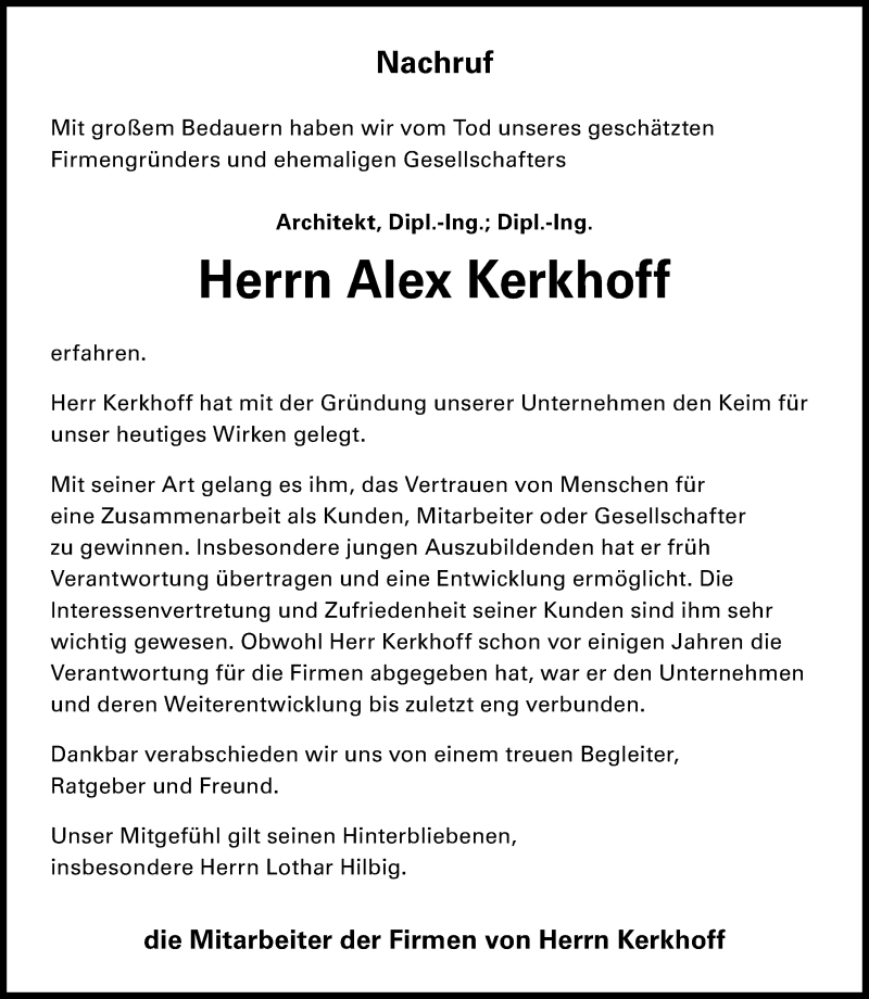  Traueranzeige für Alex Kerkhoff vom 27.04.2022 aus Hannoversche Allgemeine Zeitung/Neue Presse