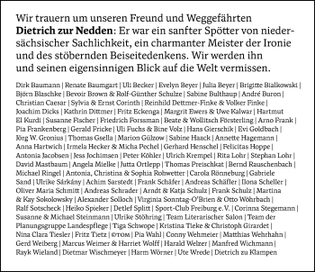 Traueranzeige von Dietrich zur Nedden von Hannoversche Allgemeine Zeitung/Neue Presse