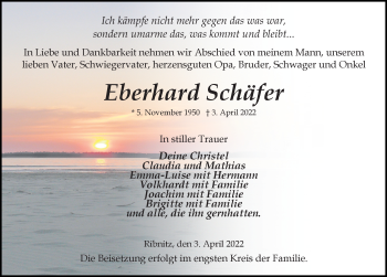 Traueranzeige von Eberhard Schäfer von Ostsee-Zeitung GmbH