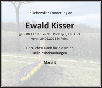 Traueranzeige von Ewald Kisser von Peiner Allgemeine Zeitung