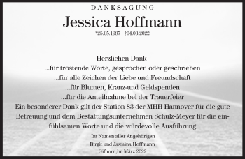 Traueranzeige von Jessica Hoffmann von Aller Zeitung