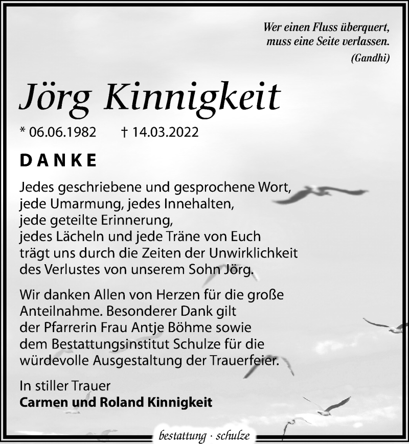  Traueranzeige für Jörg Kinnigkeit vom 16.04.2022 aus Leipziger Volkszeitung