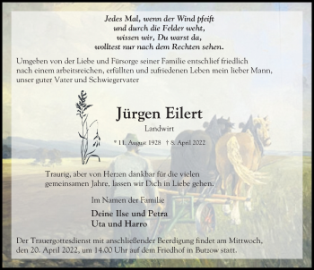 Traueranzeige von Jürgen Eilert von Märkischen Allgemeine Zeitung
