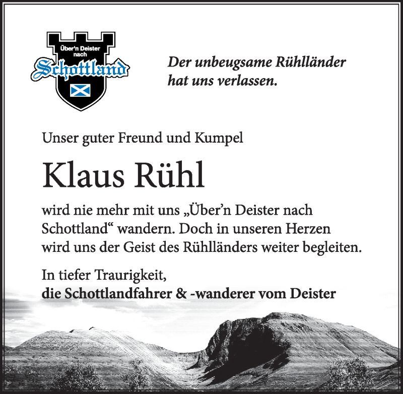  Traueranzeige für Klaus Rühl vom 23.04.2022 aus Hannoversche Allgemeine Zeitung/Neue Presse