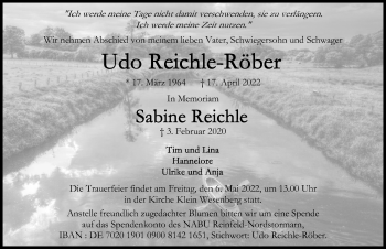 Traueranzeige von Sabine Reichle von Lübecker Nachrichten