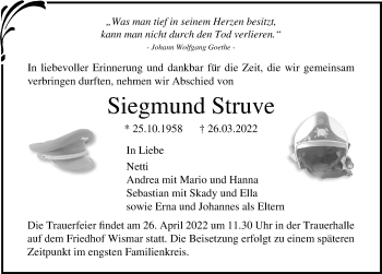 Traueranzeige von Siegmund Struve von Ostsee-Zeitung GmbH