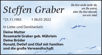 Traueranzeige von Steffen Graber von Leipziger Volkszeitung