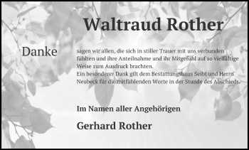 Traueranzeige von Waltraud Rother von Ostsee-Zeitung GmbH