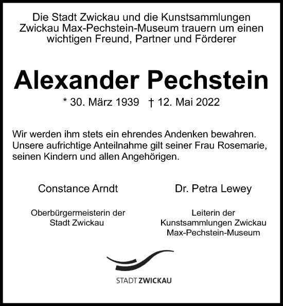 Traueranzeige von Alexander Pechstein von Kieler Nachrichten