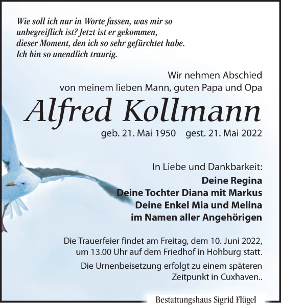 Traueranzeige von Alfred Kollmann von Leipziger Volkszeitung