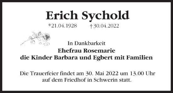 Traueranzeige von Erich Sychold von Märkischen Allgemeine Zeitung