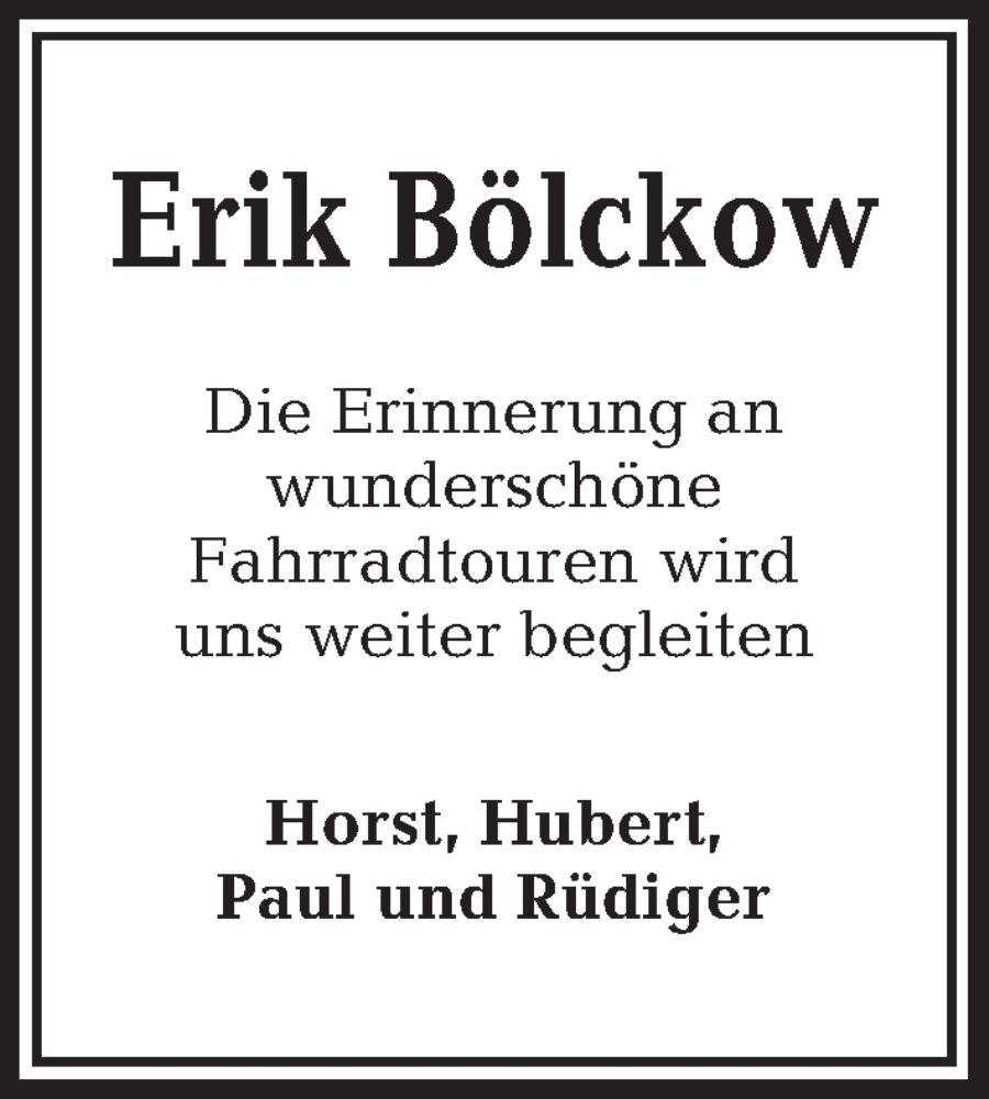  Traueranzeige für Erik Bölckow vom 24.05.2022 aus Kieler Nachrichten