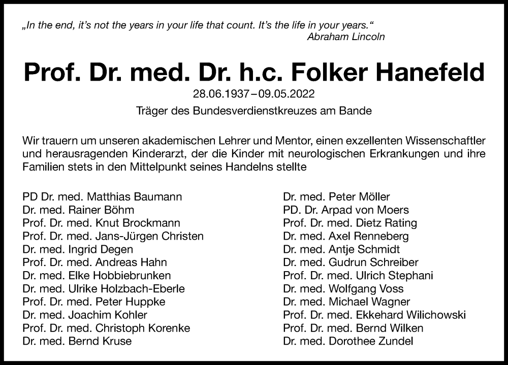  Traueranzeige für Folker Hanefeld vom 14.05.2022 aus Göttinger Tageblatt