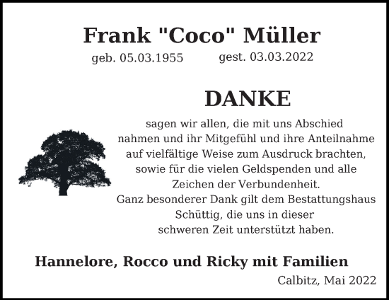 Traueranzeige von Frank Müller von Leipziger Volkszeitung