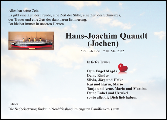 Traueranzeige von Hans-Joachim Quandt von Lübecker Nachrichten