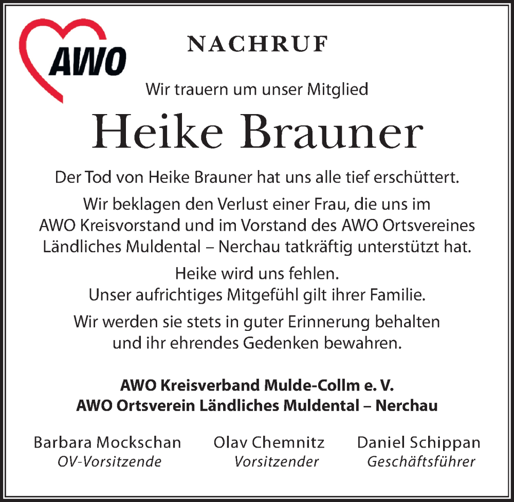  Traueranzeige für Heike Brauner vom 21.05.2022 aus Leipziger Volkszeitung