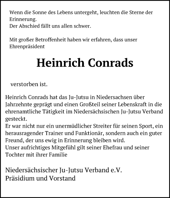 Traueranzeige von Heinrich Conrads von Eichsfelder Tageblatt
