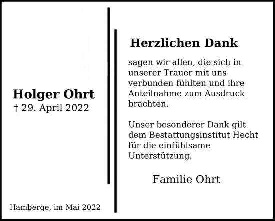 Traueranzeige von Holger Ohrt von Lübecker Nachrichten