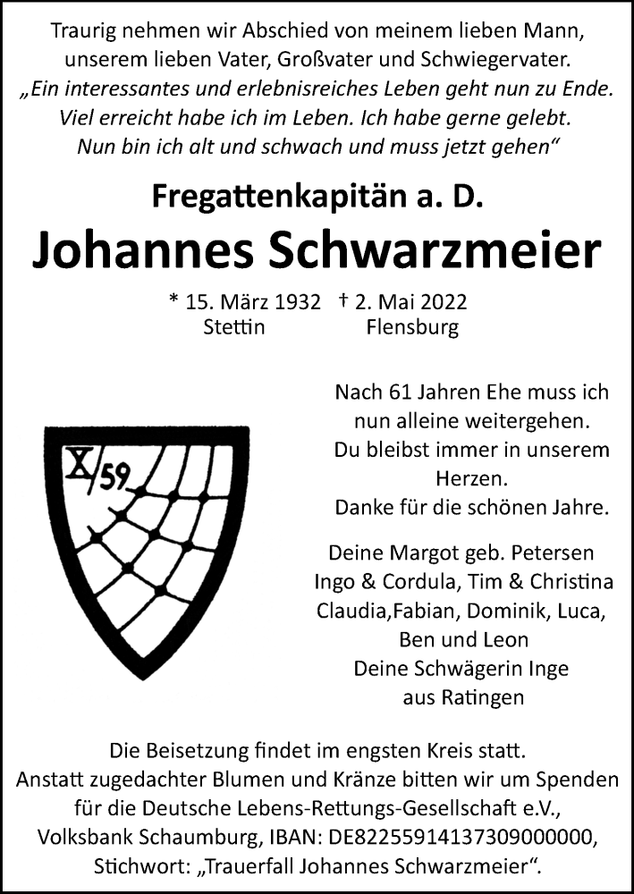 Traueranzeigen Von Johannes Schwarzmeier | Trauer-anzeigen.de