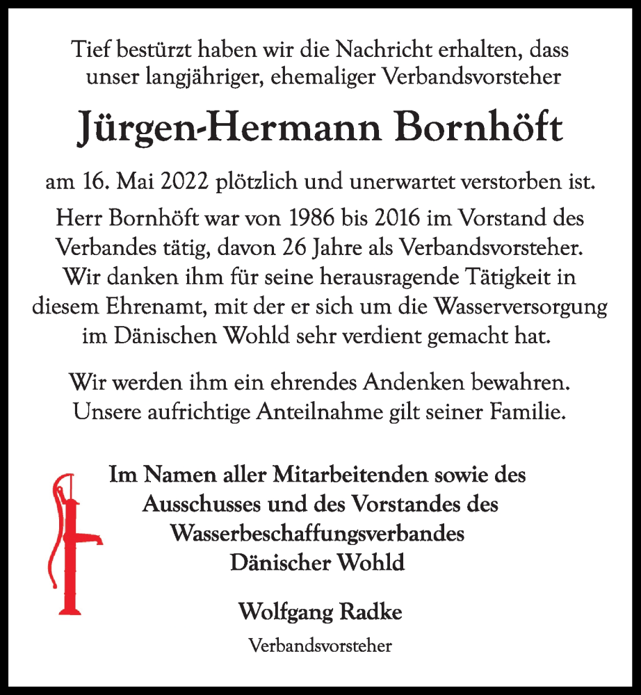  Traueranzeige für Jürgen-Hermann Bornhöft vom 21.05.2022 aus Kieler Nachrichten