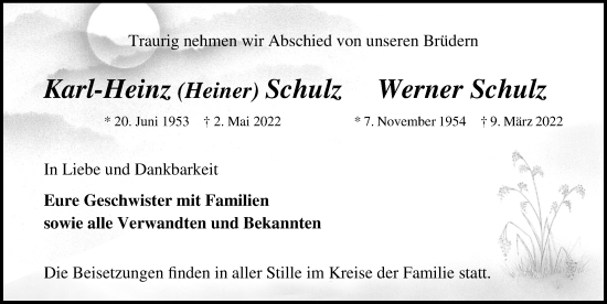 Traueranzeige von Karl-Heinz Schulz von Ostsee-Zeitung GmbH