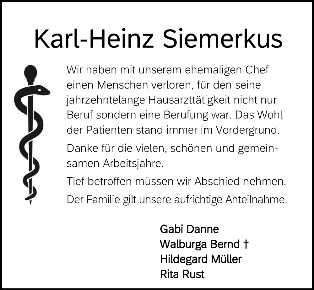  Traueranzeige für Karl-Heinz Siemerkus vom 20.05.2022 aus Eichsfelder Tageblatt
