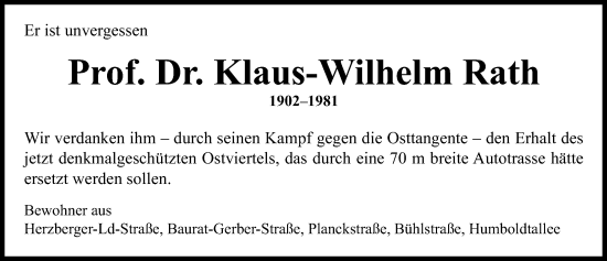 Traueranzeige von Klaus-Wilhelm Rath von Göttinger Tageblatt