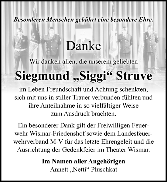 Traueranzeige von Siegmund Struve von Ostsee-Zeitung GmbH