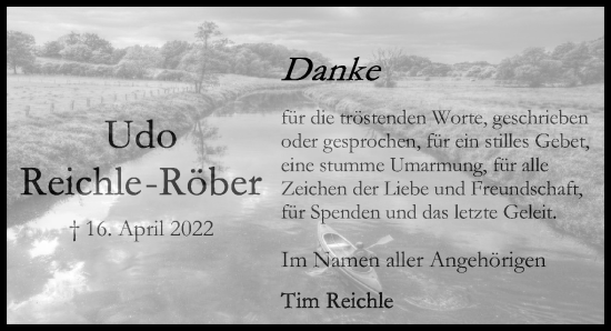 Traueranzeige von Udo Reichle-Röber von Lübecker Nachrichten