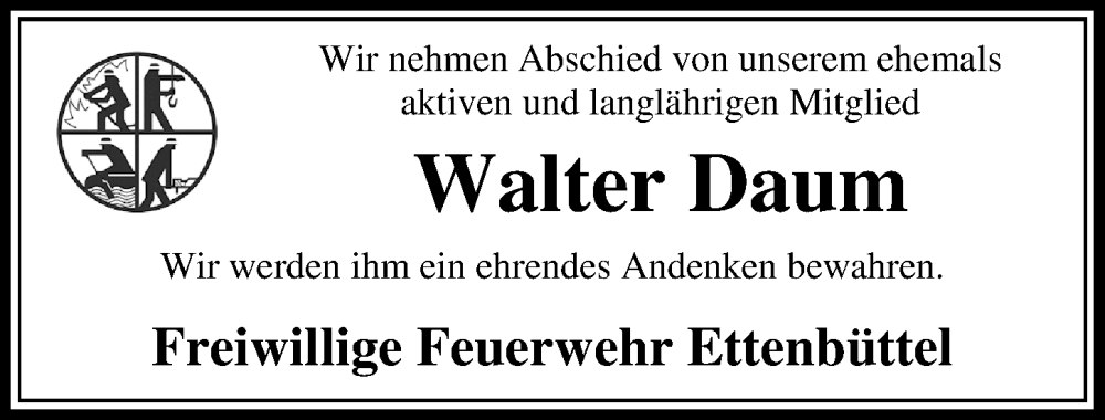  Traueranzeige für Walter Daum vom 17.05.2022 aus Aller Zeitung