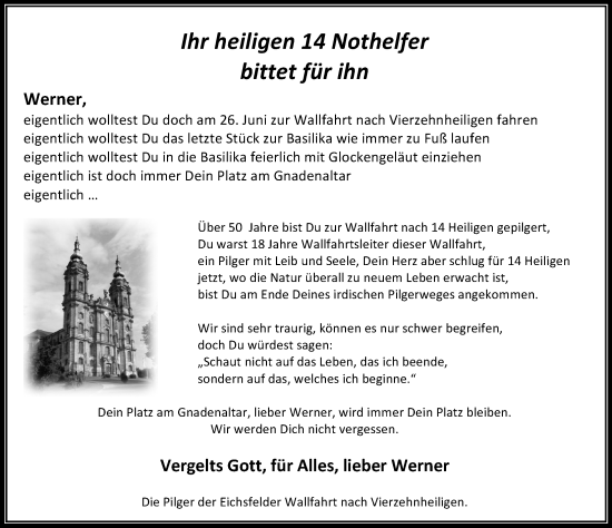 Traueranzeige von Werner  von Eichsfelder Tageblatt