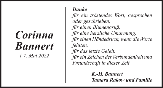 Traueranzeige von Corinna Bannert von Kieler Nachrichten