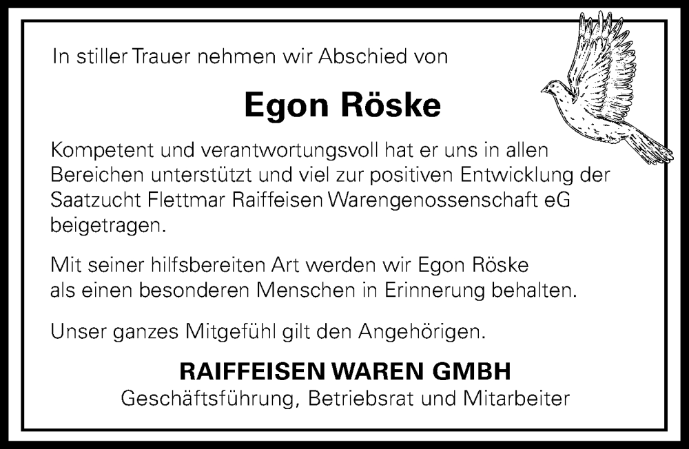  Traueranzeige für Egon Röske vom 23.06.2022 aus Aller Zeitung