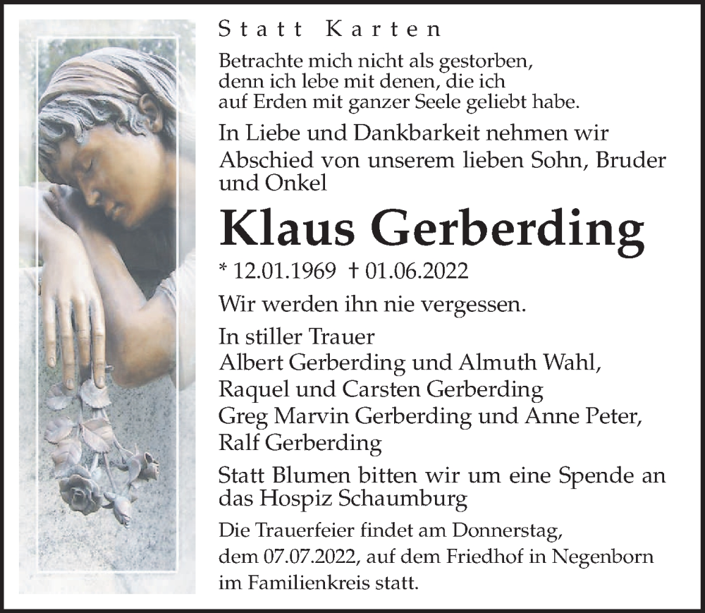  Traueranzeige für Klaus Gerberding vom 23.06.2022 aus Hannoversche Allgemeine Zeitung/Neue Presse
